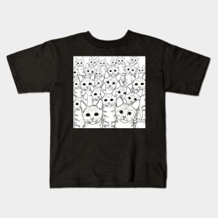 I Think We Adopted Too Many Cats | Black and White Illustration Kids T-Shirt